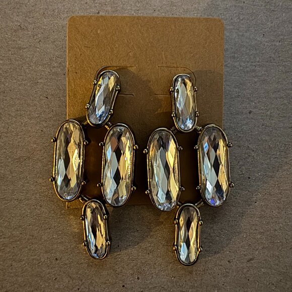 NWT Touchstone by Swarovski crystal quadruple lozenge stud earrings - Picture 1 of 7